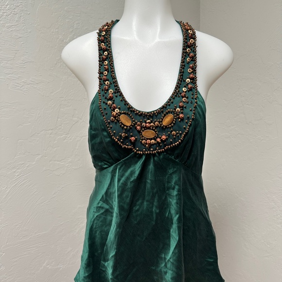 BCBGMaxAzria Green Embellished Tank Top - Picture 1 of 5